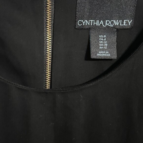 Cynthia Rowley Black Embroidered Hem Short Sleeve Dress - Size 8 - Picture 5 of 6